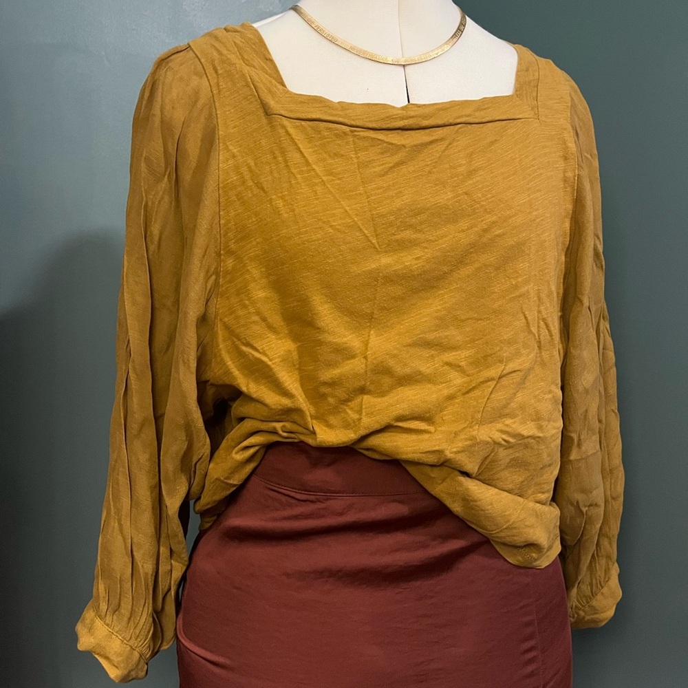 Anthropologie Marigold Square Neck Tee